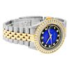 Image 3 : Rolex Mens Two Tone Blue Vignette VS 3 ctw Channel Set Diamond Datejust Wristwat