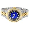 Image 6 : Rolex Mens Two Tone Blue Vignette VS 3 ctw Channel Set Diamond Datejust Wristwat