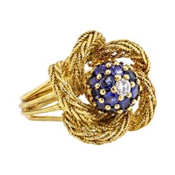 18KT Yellow Gold 1.00 ctw Sapphire and Diamond Lady's Ring