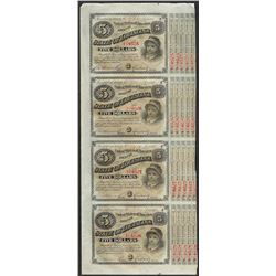 Uncut Sheet of (4) State of Louisiana Baby Bond Obsolete Notes