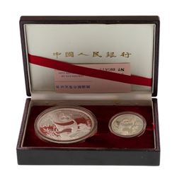 1987 People's Republic China Silver 2-Piece Proof Panda Set