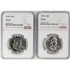 Image 1 : Lot of (2) Chipped Slabs 1959 Proof Franklin Half Dollar Coins NGC PF66