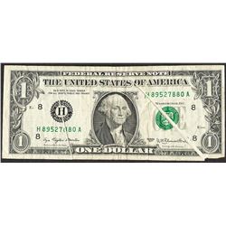 1977 $1 Federal Reserve Note Double Gutter Fold ERROR Note