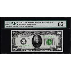1928B $20 Federal Reserve Note Chicago Fr.2052-G PMG Gem Uncirculated 65EPQ