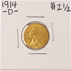 1914-D $2 1/2 Indian Head Quarter Eagle Gold Coin