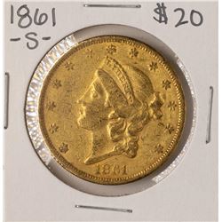 1861-S $20 Liberty Head Double Eagle Gold Coin