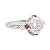 Image 1 : Platinum 0.50 ctw Diamond and Ruby Ring
