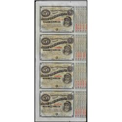 Uncut Sheet of (4) State of Louisiana Baby Bond Obsolete Notes