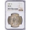 Image 1 : 1887 $1 Morgan Silver Dollar Coin NGC MS64