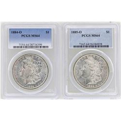 1884-O to 1885-O $1 Morgan Silver Dollar Coins PCGS MS64