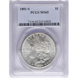 1881-S $1 Morgan Silver Dollar Coin PCGS MS65