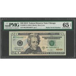 2013 $20 Federal Reserve Note Chicago Radar Serial Number PMG Gem Uncirculated 6