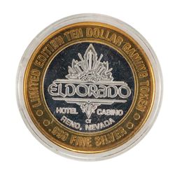 .999 Silver Eldorado Hotel and Casino $10 Casino Limited Edition Gaming Token