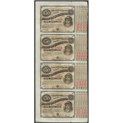 Uncut Sheet of (4) State of Louisiana Baby Bond Obsolete Notes