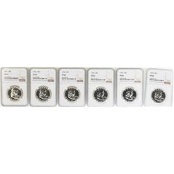 Lot of (6) 1961-1963 Proof Franklin Half Dollar Coins NGC PF66