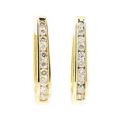 14KT Yellow Gold 1.00 ctw Diamond Hoop Earrings