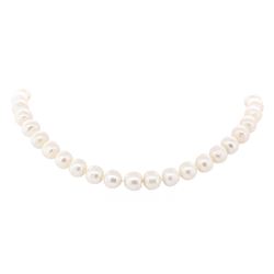 Pearl Necklace with 14KT Yellow Gold Corrugated Ball Clasp