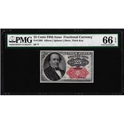 1874 25 Cents Fifth Issue Fractional Currency Note Fr.1309 PMG Gem Uncirculated