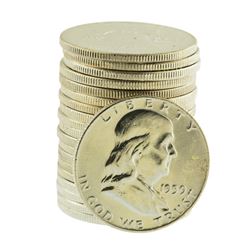 Roll of (20) Brilliant Uncirculated 1959 Franklin Half Dollar Coins
