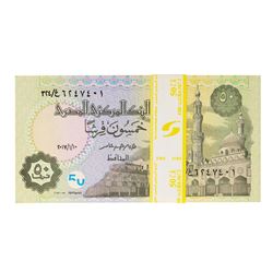 Pack of (100) Uncirculated 2017 Egypt 50 Piastres Bank Notes
