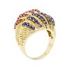 Image 4 : 18KT Yellow Gold 1.00 ctw Ruby and Sapphire Dome Ring