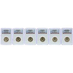 Lot of (6) 2007 George Washington Presidential Dollar Coins NGC Brilliant Uncirc