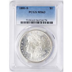 1881-S $1 Morgan Silver Dollar Coin PCGS MS63