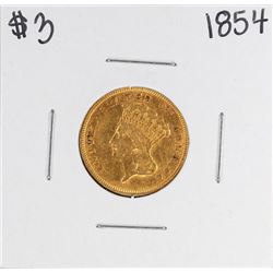 1854 $3 Indian Princess Head Gold Coin