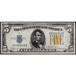 1934A $5 North Africa WWII Emergency Issue Silver Certificate Note