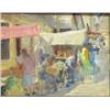 Image 1 : VILLAIN, Pierre.  "Le Marché".  Huile sur panneau