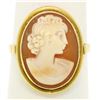 Image 1 : 18k Yellow Gold Carved Shell Cameo Ring w/ Simple Polished Frame