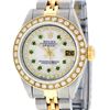 Image 1 : Rolex Ladies 2 Tone 14K MOP Emerald String Diamond Datejust Wristwatch