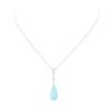 Image 2 : 0.05 ctw Diamond and Turquoise Pendant with Chain - 14KT White Gold