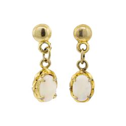 0.60 ctw Opal Earrings - 14KT Yellow Gold