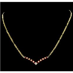 1.70 ctw Ruby and Diamond Necklace - 18KT Yellow Gold