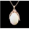 Image 2 : 27.11 ctw Opal and Diamond Pendant With Chain - 14KT Rose Gold