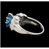 Image 3 : 3.27 ctw Blue Zircon and Diamond Ring - 14KT White Gold