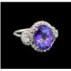 Image 1 : 14KT White Gold 6.14 ctw Tanzanite and Diamond Ring