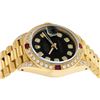 Image 4 : Rolex Ladies 18K Yellow Gold Black Diamond And Ruby President Wristwatch With Ro