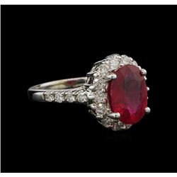 3.45 ctw Ruby and Diamond Ring - 14KT White Gold