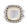 Image 2 : David Yurman Mother Of Pearl and Diamond Ring - Sterling Silver