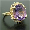 Image 4 : 14k Solid Yellow Gold Rope Frame Large 6.71 ctw Oval Step Amethyst Solitaire Rin