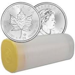 Roll of 2009 Silver Canadain Maple Leafs 20 Total BU in Container