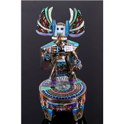 Hopi Sterling Crow Dancer Micro Inlay Kachina