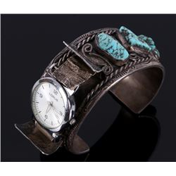 Navajo Sterling & Lone Mountain Watch Bracelet