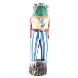 Carnival Frog Wood Carving Tadpole Tie 19th-20th