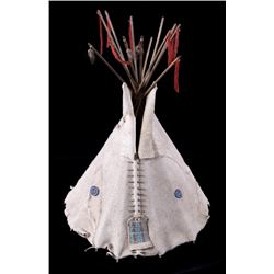 Sioux Beaded Model Tipi with Frame 19th Century