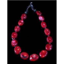 Large Beaded Ox Blood Coral Necklace