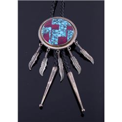 Navajo Signed Sugalite & Turquoise Sterling Bolo
