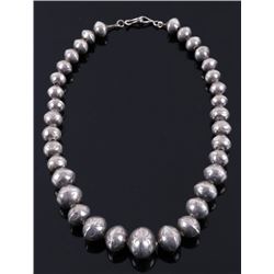 Navajo Graduated Silver Concho Bead Necklace